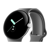 Google Google Pixel Watch - polerat silver - smart klocka med aktivt band - träkol - 32 GB
