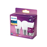Philips Philips LED Classic - LED-glödlampa - form: P45 - glaserad finish - E27 - 2.2 W - varmt vitt ljus - 2700 K (paket om 2)