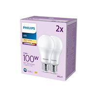Philips Philips - LED-glödlampa - form: A67 - glaserad finish - E27 - 13 W - varmt vitt ljus - 2700 K (paket om 2)