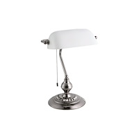 EGLO EGLO BANKER bordslampa E27 1X60W IP20, rökfärgat stål, vit g...