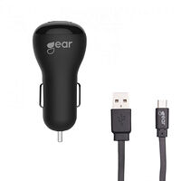 GEAR Laddare 12-24V 1xUSB 1A Svart MicroUSB Kabel platt 1m