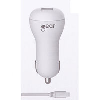 GEAR Laddare 12-24V 1xUSB 1A Vit MicroUSB Kabel Rund 1m