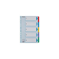 ESSELTE Kartongregister m. plastfl. A4 1-5 färg
