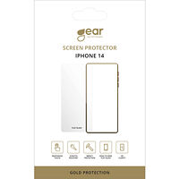 GEAR Glass Prot. Flat Case Friendly 2.5D GOLD iPhone 13/13 PRO/14/16E